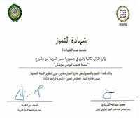 وزارة الموارد المائية والري تحصد "جائزة أفضل مشروع عربي لتطوير البنية التحتية عن مشروع تنمية جنوب الوادى" ضمن جائزة التميز الحكومي العربي ٢٠٢٥